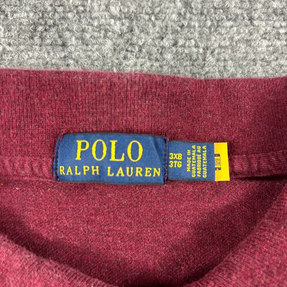 Polo Ralph Lauren Polo Shirt Mens 3XB Burgundy‎ Long Sleeve Pique Pony Logo Big